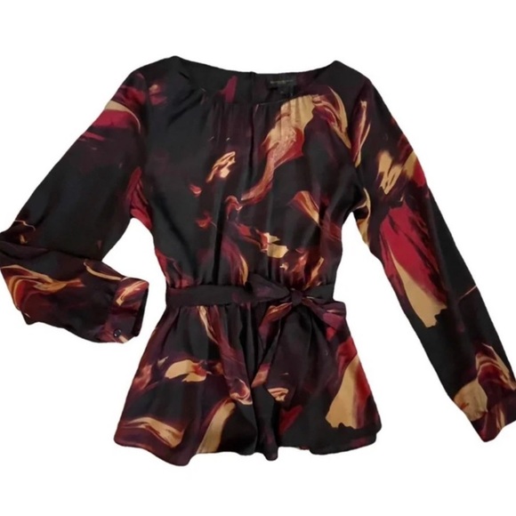 Donna Karan Black and Red Blouse with Tie Front - Picture 3 of 6